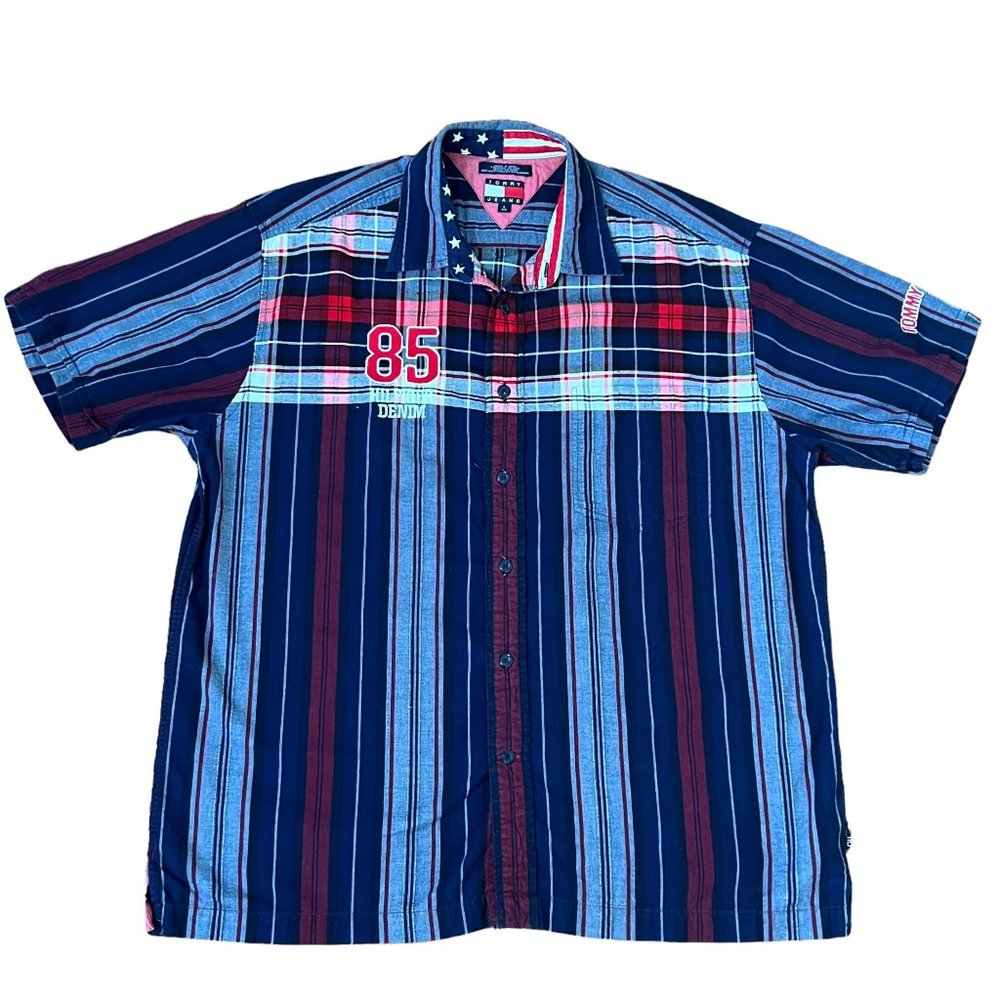 Vintage Tommy Hilfiger Button Up Shirt Mens L Tartan Plaid Americana Core